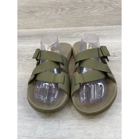 Chaco Chillos CF000089 Men's 12 Green Fabric‎ Upper Footbed Slip-On Slide Sandal - Picture 3 of 11
